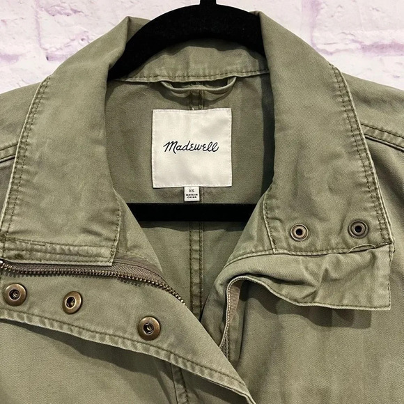 Madewell Fleet Utility Jacket Size XS Green Full Zipper Adjustable Waist - Picture 5 of 13